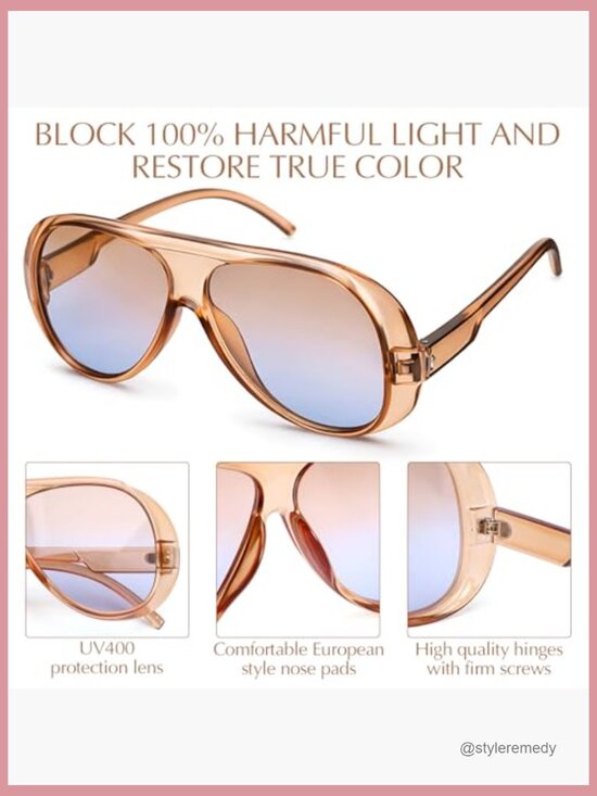 Polycarbonate Frame UV400 Protection Retro Aviator Sunglasses Set